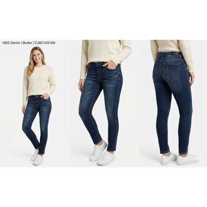 1822 DENIM Butter Mid Rise Skinny Jeans 12 / 31 Dark Wash Soft Stretch Blue EUC
